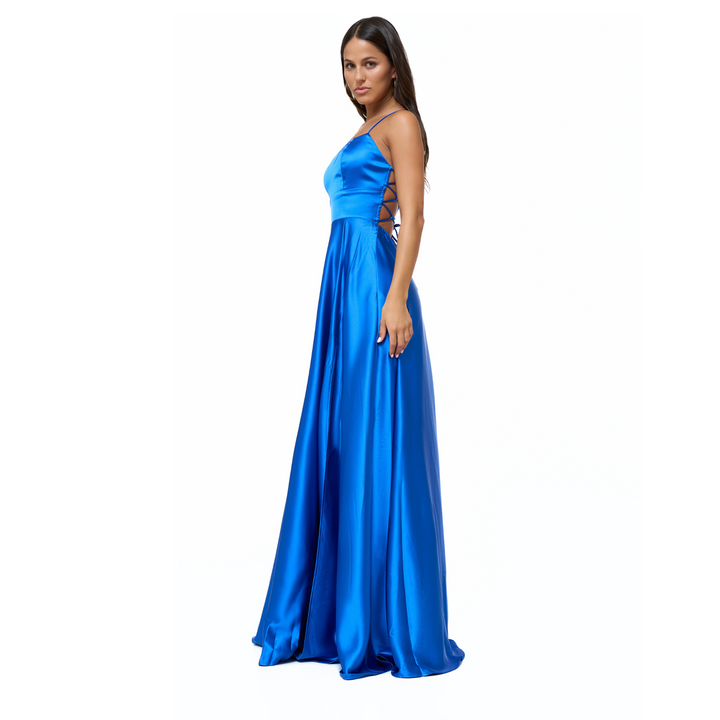 Emma Clara - Vestido De Fiesta Espalda Ajustable EC0121 Azul Royal