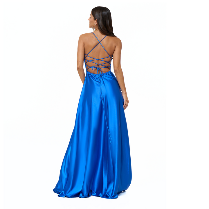 Emma Clara - Vestido De Fiesta Espalda Ajustable EC0121 Azul Royal
