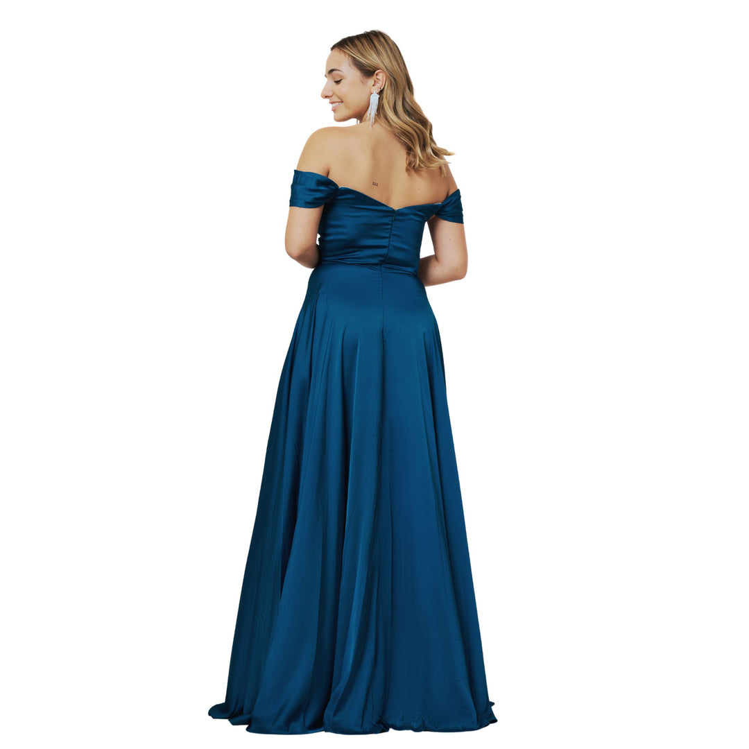 Emma Clara - Vestido Fiesta Escote Bardot Cris Azul Marino