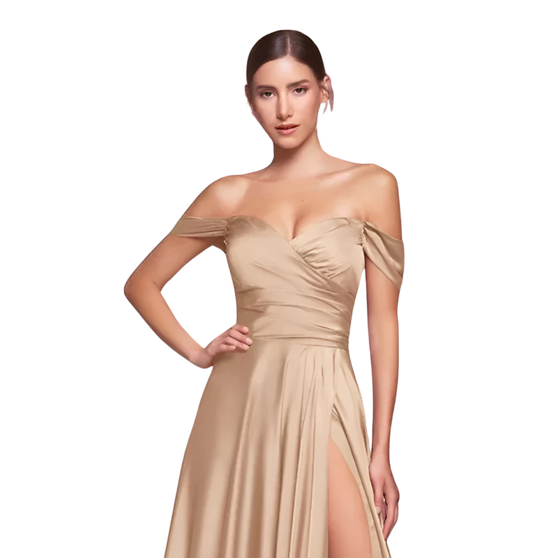 Emma Clara - Vestido Largo De Fiesta Escote Bardot Cris Champagne