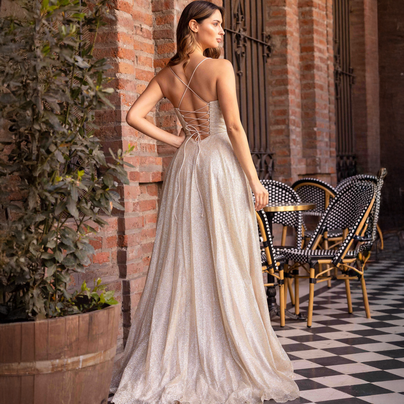 Emma Clara - Vestido Largo Con Corset Clara Gold