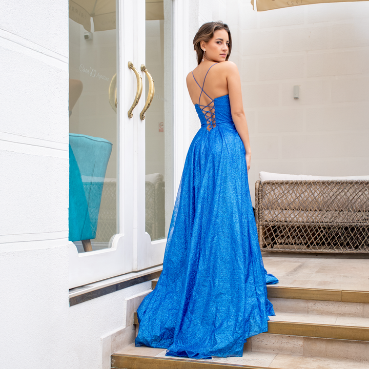Emma Clara - Vestido Largo Con Corset Clara Azul Royal