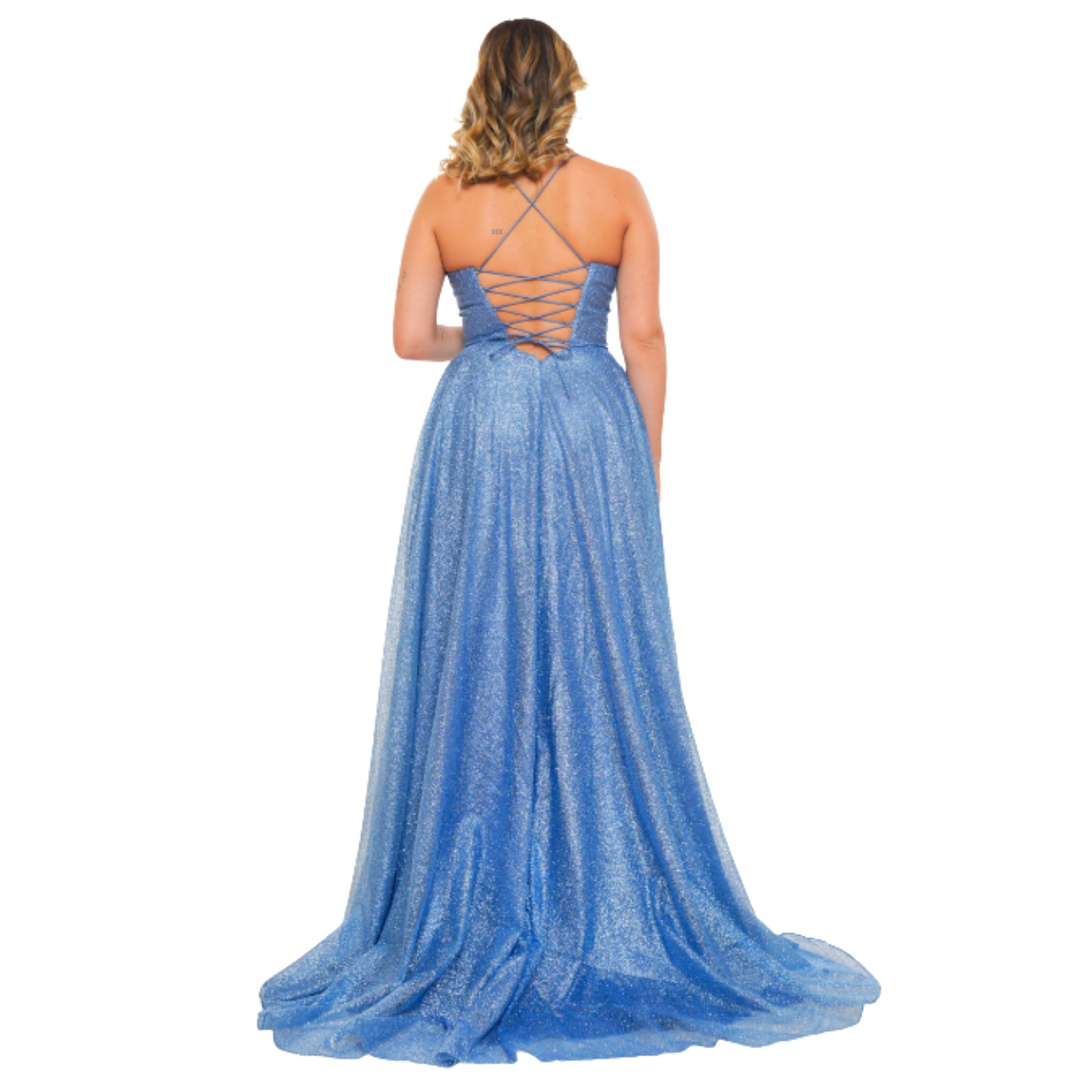Emma Clara - Vestido Largo Con Corset Clara Celeste