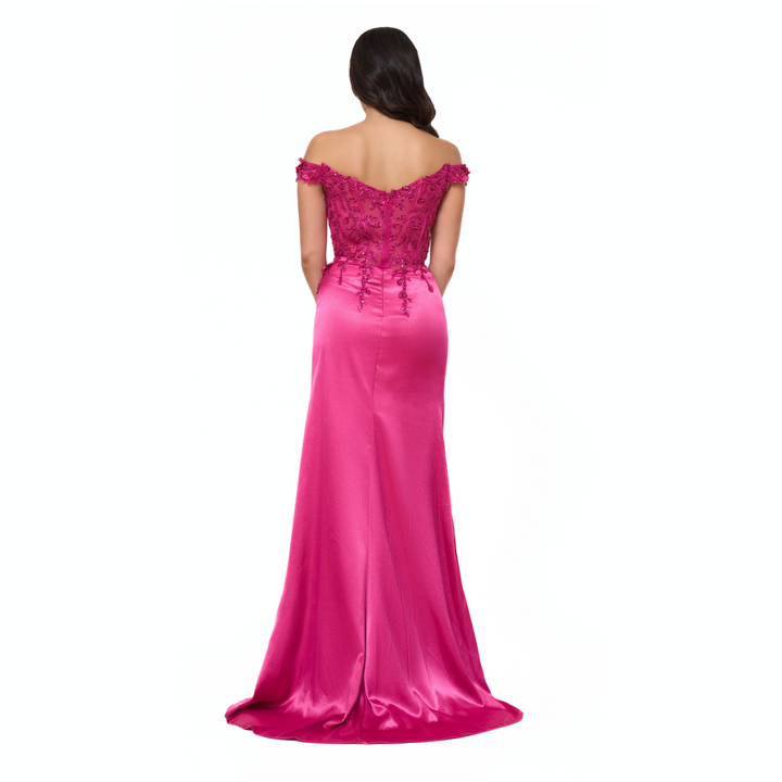 Emma Clara - Vestido De Fiesta Corset Bordado Martina Fucsia