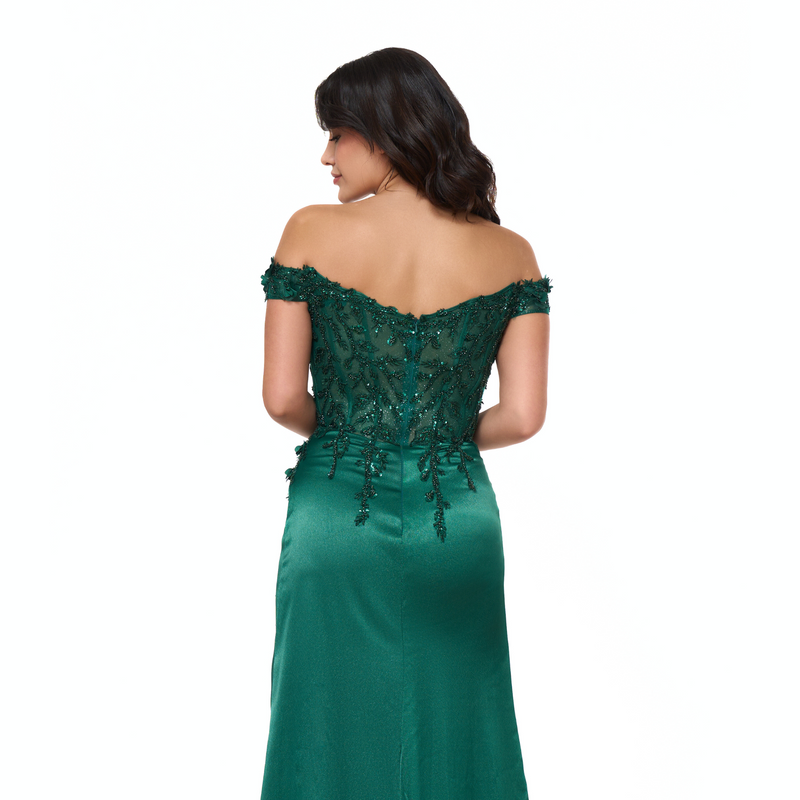Emma Clara - Vestido De Fiesta Corset Bordado Martina Verde Esmeralda