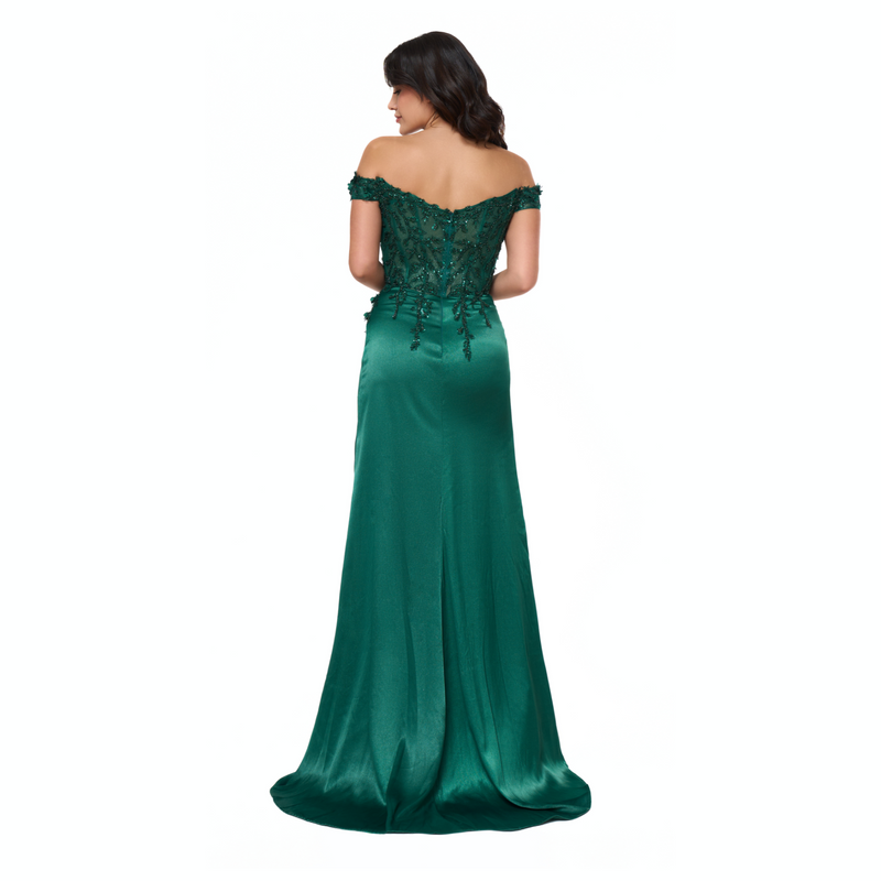 Emma Clara - Vestido De Fiesta Corset Bordado Martina Verde Esmeralda