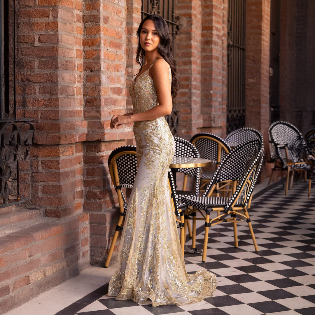 Emma Clara - Vestido De Fiesta Sirena Brillante Marta Gold