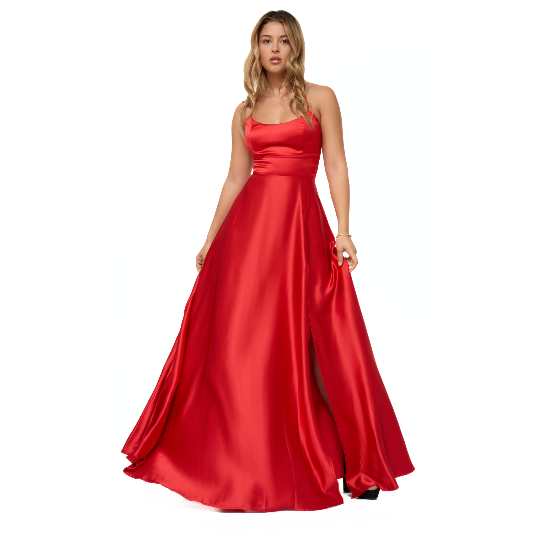 Emma Clara - Vestido De Fiesta Espalda Ajustable Melissa Rojo
