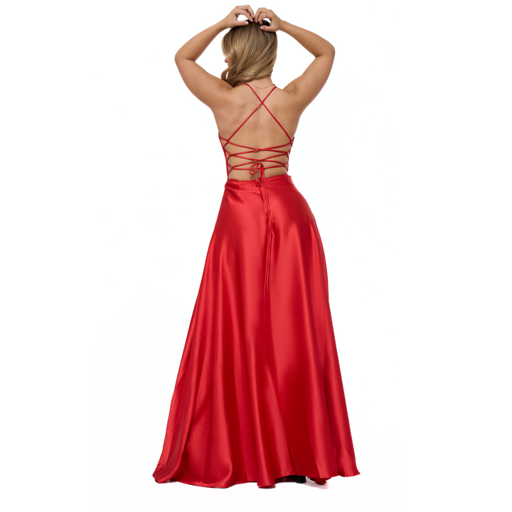 Emma Clara - Vestido De Fiesta Espalda Ajustable EC0121 Rojo