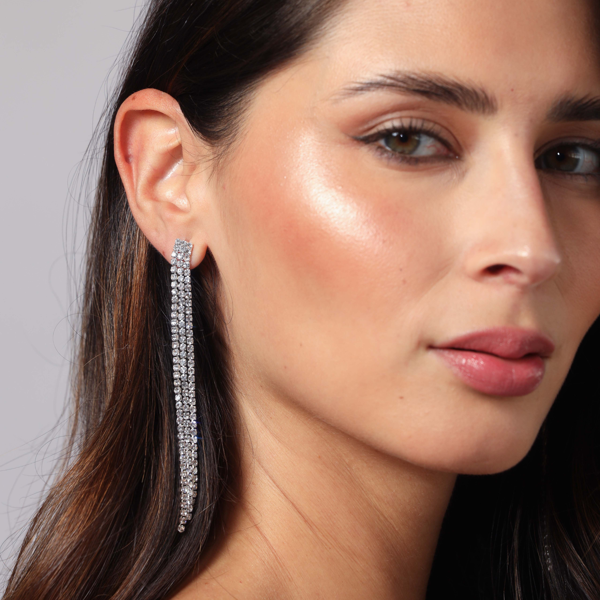 Aros de Fiesta Strass Plateado