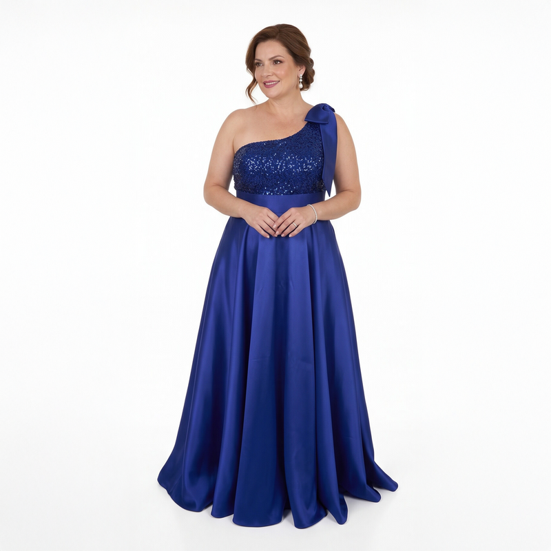 Emma Clara - Vestido Largo de Fiesta Asimétrico Isis Azul Royal
