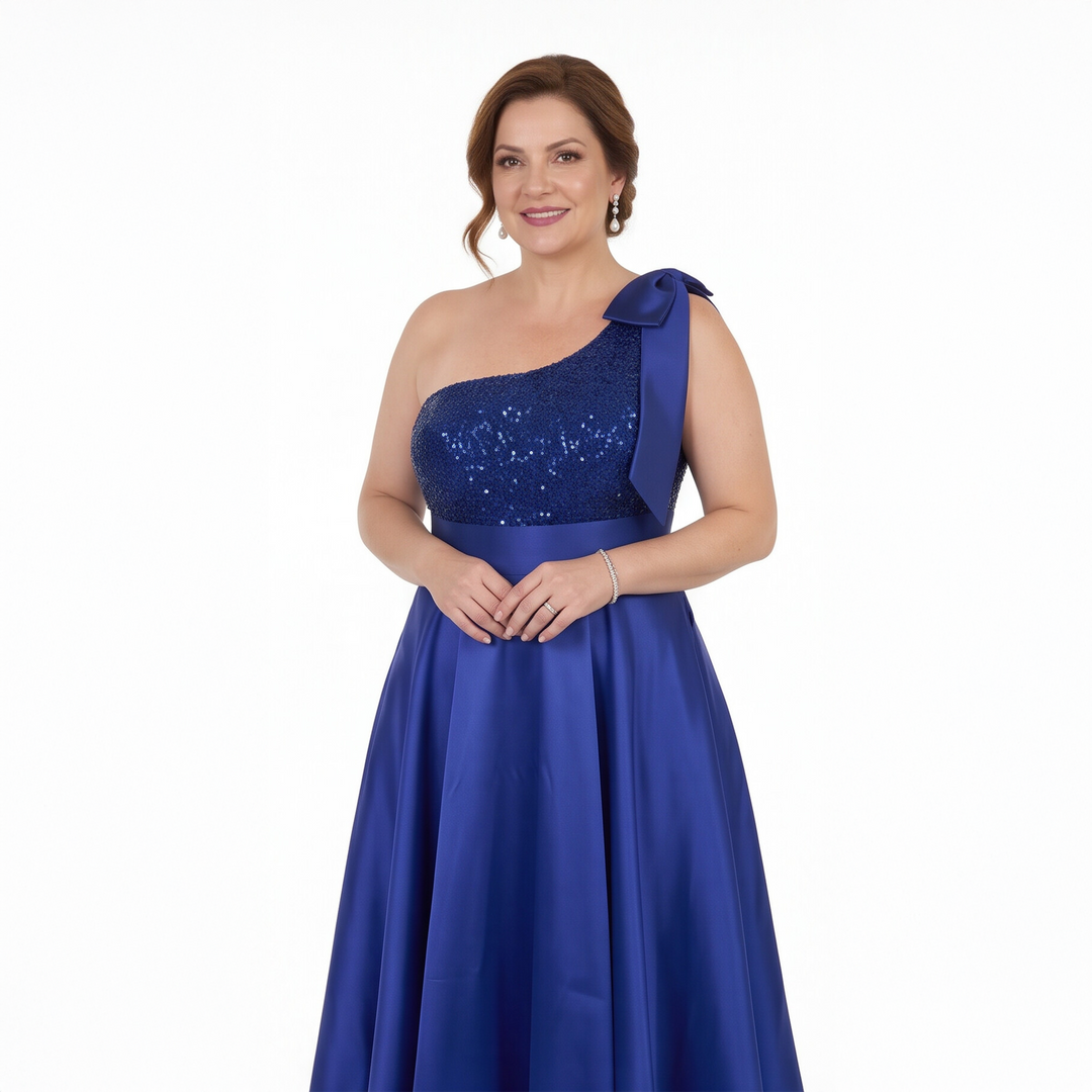 Emma Clara - Vestido Largo de Fiesta Asimétrico Isis Azul Royal