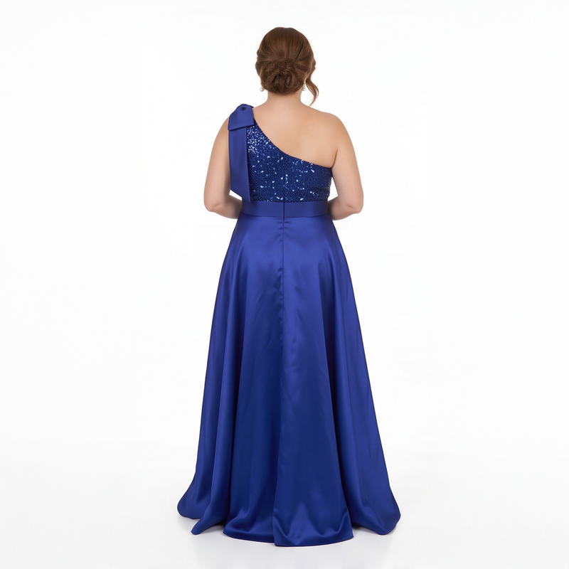 Emma Clara - Vestido Largo de Fiesta Asimétrico Isis Azul Royal