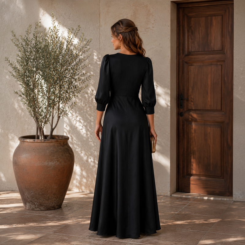Emma Clara - Vestido de Fiesta Casual Tipo A July Negro
