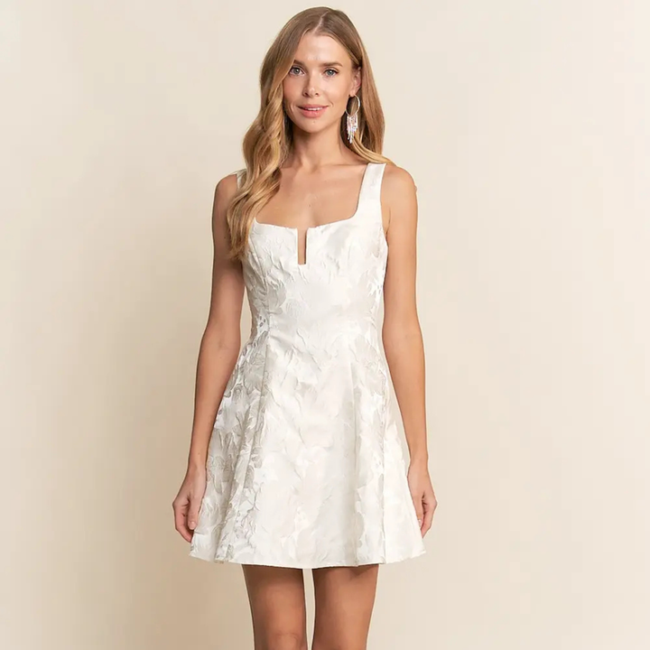 Emma Clara - Vestido corto de fiesta con espalda cruzada ajustable Francis Ivory