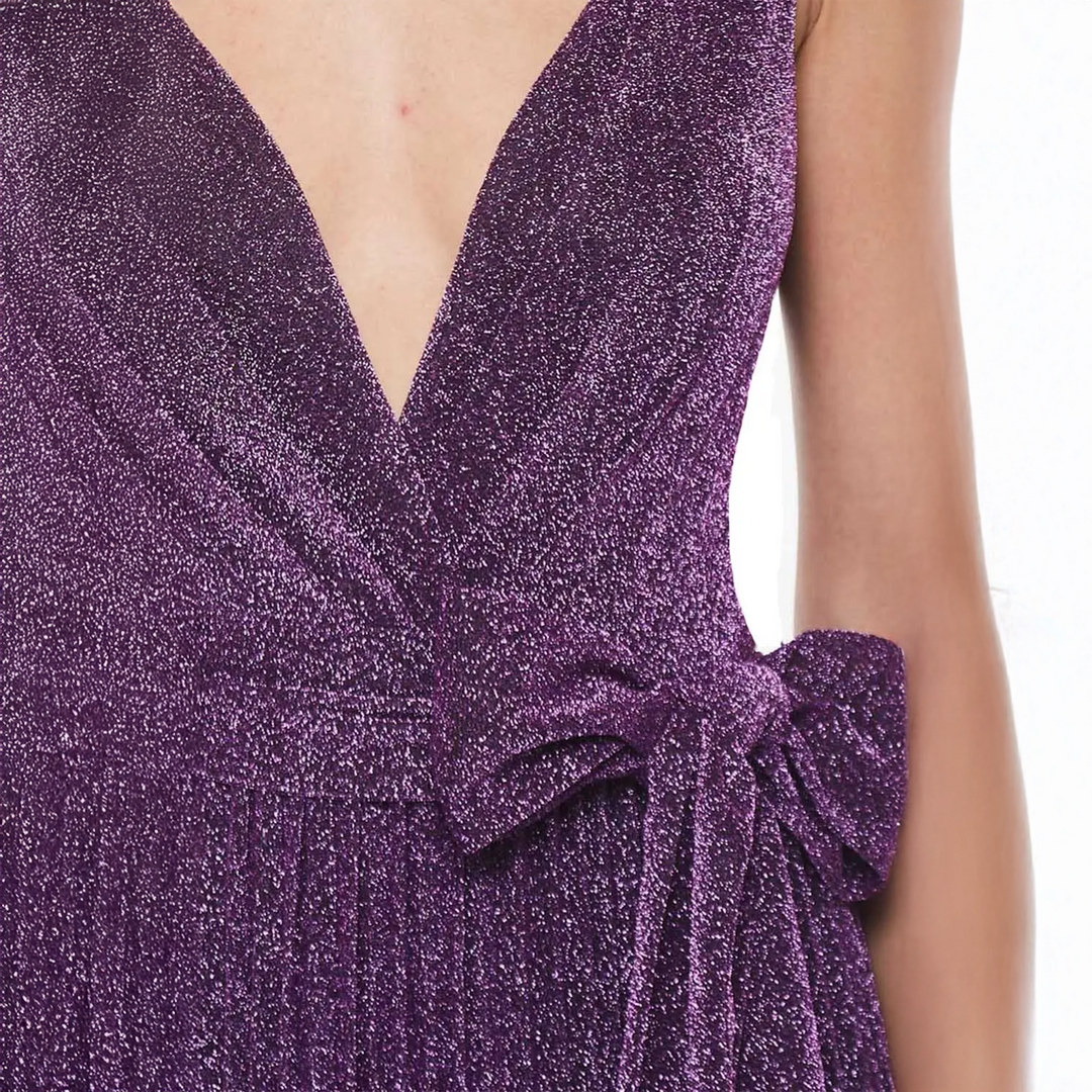 Emma Clara - Vestido Largo Brillante con Falda Drapeada Sarah Morado