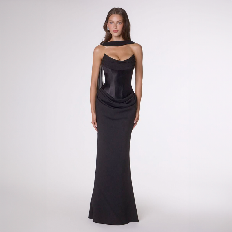 Emma Clara - Vestido de Fiesta Largo Negro Corset Fer