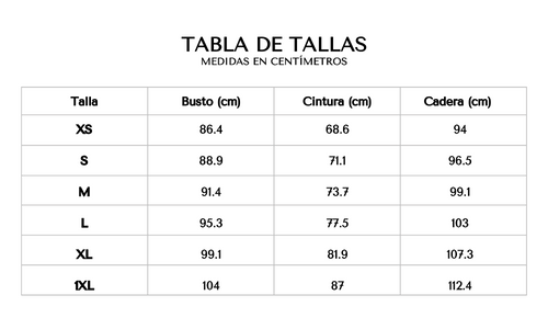 Tabla de tallas