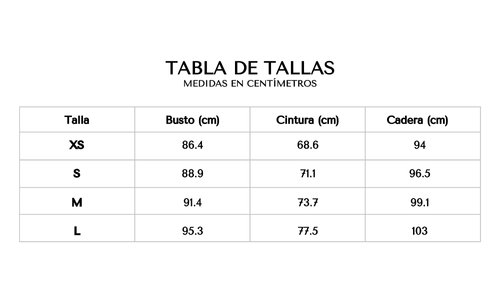 Tabla de tallas 