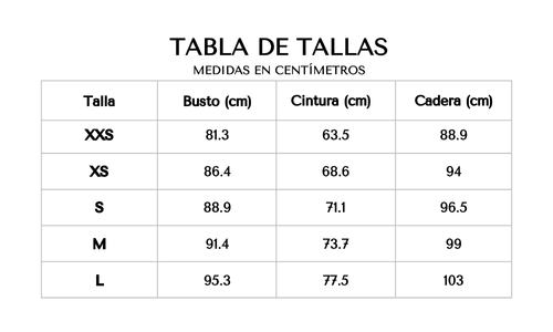 Tabla de tallas 