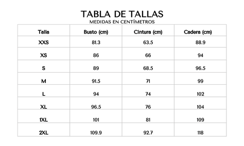 Tabla de tallas