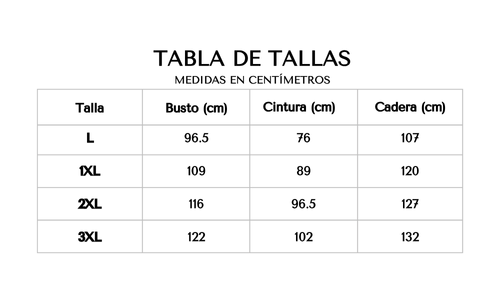 Tabla de tallas 