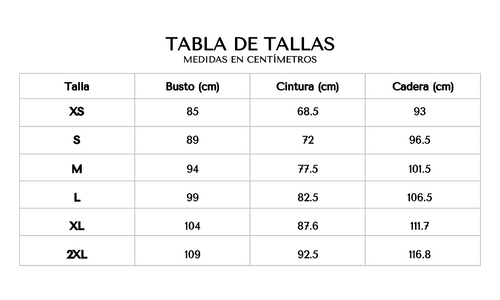 Tabla de tallas