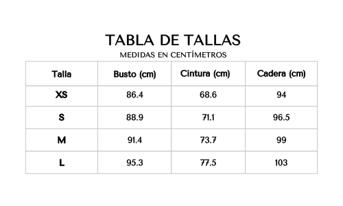 Tabla de tallas