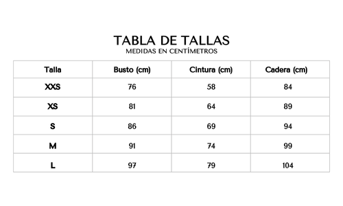 Tabla de tallas 