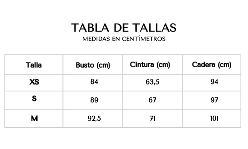 Tabla de tallas 