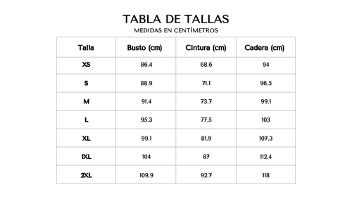Tabla de tallas
