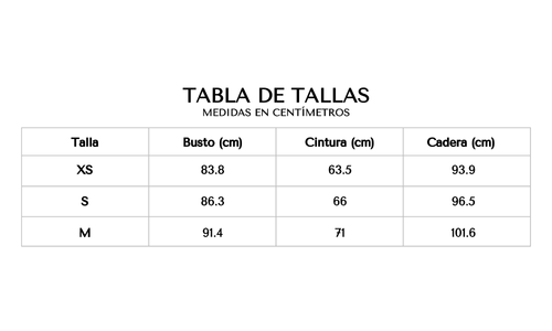 Tabla de tallas