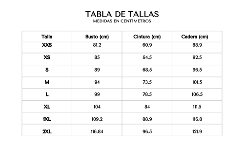Tabla de tallas