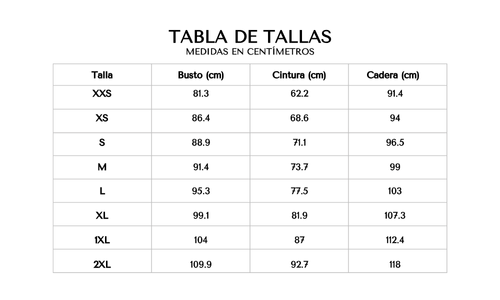 Tabla de tallas