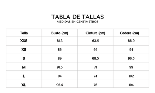 Tabla de tallas