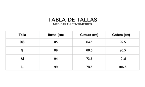 Tabla de tallas 