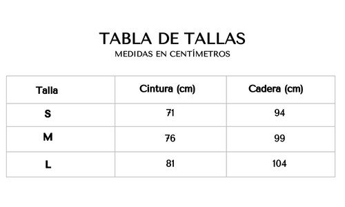 Tabla de tallas 