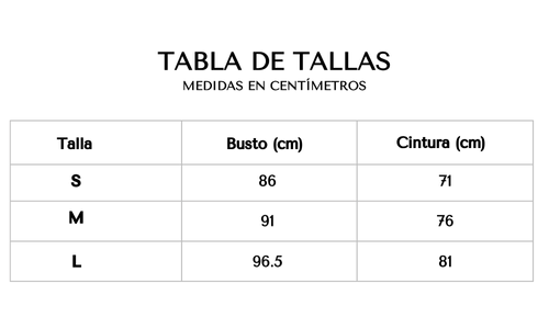 Tabla de tallas 