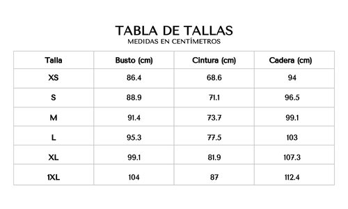 Tabla de tallas