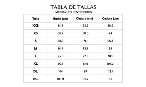 Tabla de tallas