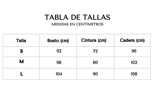 Tabla de tallas 