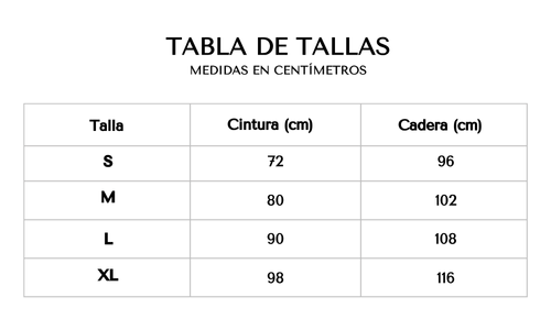 Tabla de tallas 