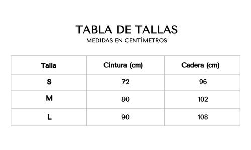 Tabla de tallas 