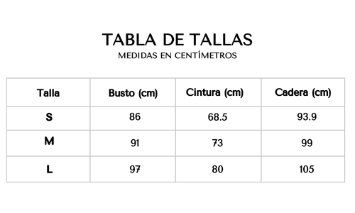 Tabla de tallas 