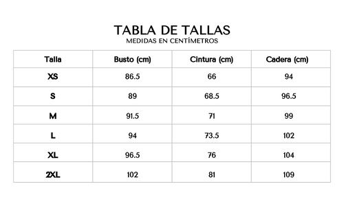 Tabla de tallas