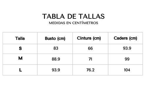 Tabla de tallas 