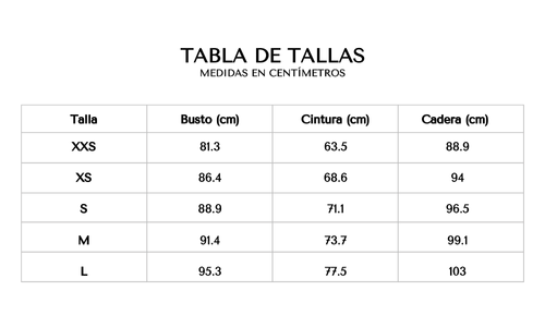 Tabla de tallas 