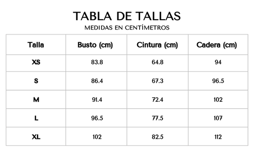 Tabla de tallas 