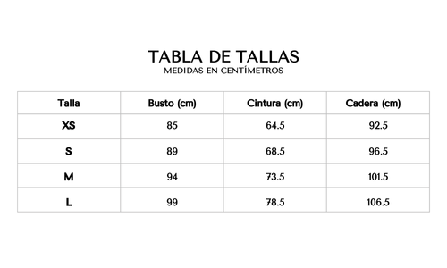 Tabla de tallas