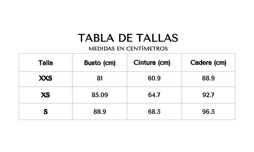 Tabla de tallas 
